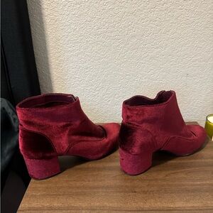 Red Velvet Ankle Boots